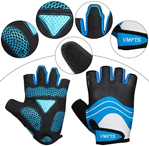 Vista 3 de Guantes de ciclismo VMFTS con gel y guantes deportivos sin dedos completos para fitness, levantamiento de pesas, entrenamiento de escalada