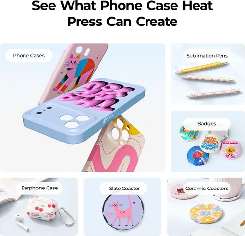 Vista 3 de HTVRONT Máquina de Prensa de Calor para Fundas de Teléfono Compatible con Android -H17 Máquina de Prensa de Calor al Vacío para Fundas de Teléfono
