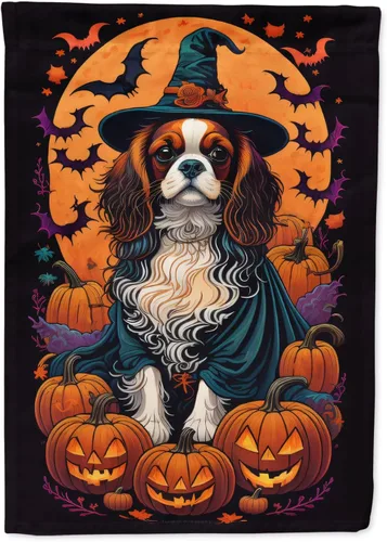 Vista 72 de Caroline's Treasures DAC1466GF - Bandera decorativa para jardín de Halloween de Affenpinscher Witchy para jardín, decoración para patio exterior