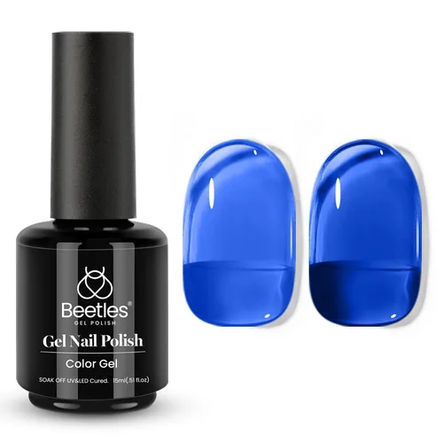 Vista 8 de Beetles - Esmalte de uñas de gel azul, 0.5 onzas líquidas, esmalte de gel azul profundo, efecto translúcido, esmalte de uñas neutro que se absorbe