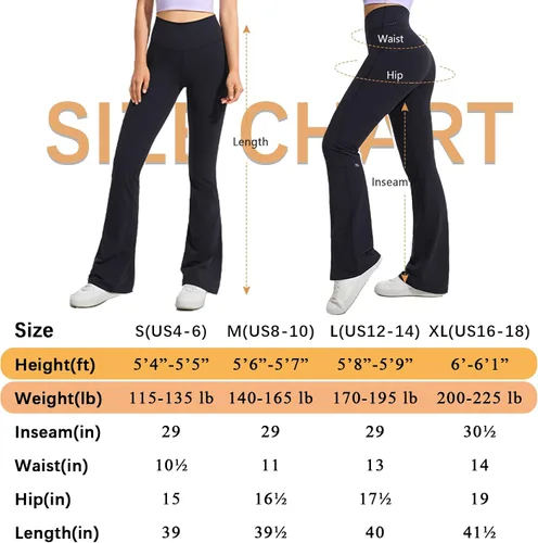 Vista 6 de GROTEEN Leggings acampanados para mujer, pantalones de yoga con corte de bota para mujer, pantalones de entrenamiento de cintura alta, pantalones
