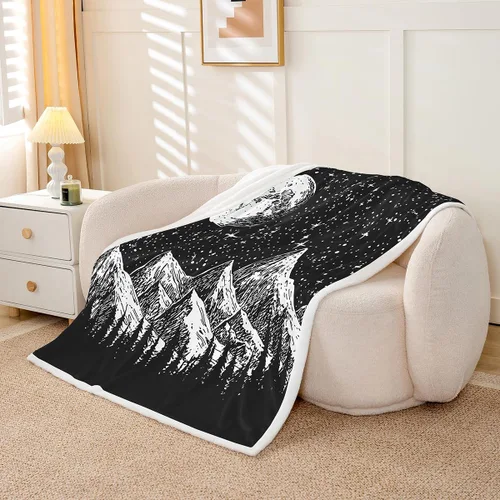 Vista 2 de Erosebridal Manta de sol y luna para cama, manta de forro polar abstracto con estrellas y sol para silla, niños y niños, manta de sherpa bohemia