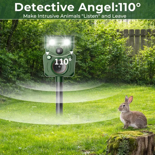 Vista 3 de Repelente solar ultrasónico de animales al aire libre – Activado por movimiento, IP65 impermeable, diseñado para desalentar a los animales