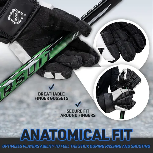 Vista 4 de Franklin Sports NHL - Guantes de hockey callejero – Rodillo ligero para exteriores + guantes de hockey de calle – 13 pulgadas al aire libre – Ajuste
