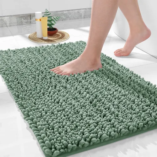 Vista 105 de Yimobra Alfombras de Baño Antideslizantes Lavables - Alfombra de Baño de Chenilla Ultra Suave Absorbente, Alfombra Peluda de Secado Rápido para Negro