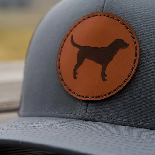 Vista 2 de Palouse Prairie Lab Labrador Retriever Cuero Patch Hat Laboratorio Amarillo, Laboratorio Chocolate, Negro Regalo Lab Trucker Hat Sombrero