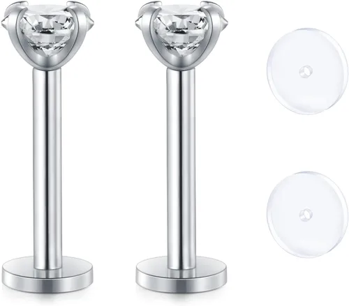 Vista 34 de D.Bella Retenedores de piercing transparentes de 16G para cartílago flexible para hélix, daith, rook, tragus, retenedor de aretes Bioflex, nariz