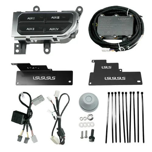 Vista 8 de LASFIT Kit de banco de interruptores auxiliares, panel de interruptor auxiliar Plug & Play estilo OEM, tablero de 4 botones 4 x 30 A para Wrangler