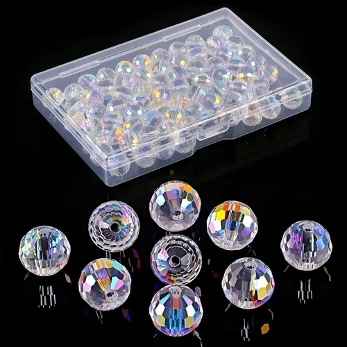 Vista 8 de Crystal Glass Beads for Jewelry Making, 80 Pcs Faceted Beads, 10 mm, AB AB-80