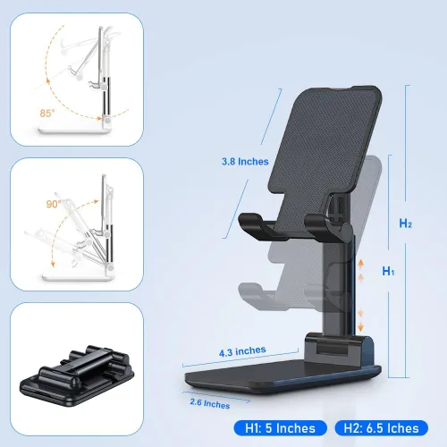 Vista 2 de Soporte para Teléfono de Escritorio, MT-6 Soporte para Teléfono Celular para Escritorio Soporte Universal para Teléfono Celular Plegable y Ajustable