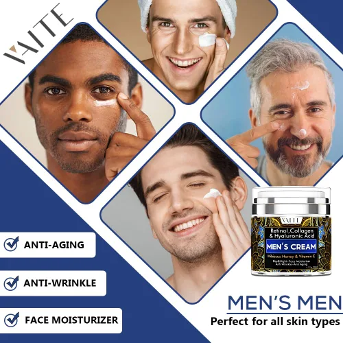 Vista 6 de VAITE Hidratante facial para hombre con colágeno, retinol, antienvejecimiento, crema antiarrugas para hombres, cuidado facial hidratante de la piel