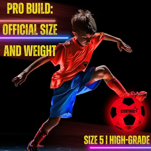 Vista 4 de Balón de fútbol iluminado, bola que brilla en la oscuridad NO 5, regalos de fútbol para niños de 8 a 12, 12 a 14 años, ideas de regalo para niños
