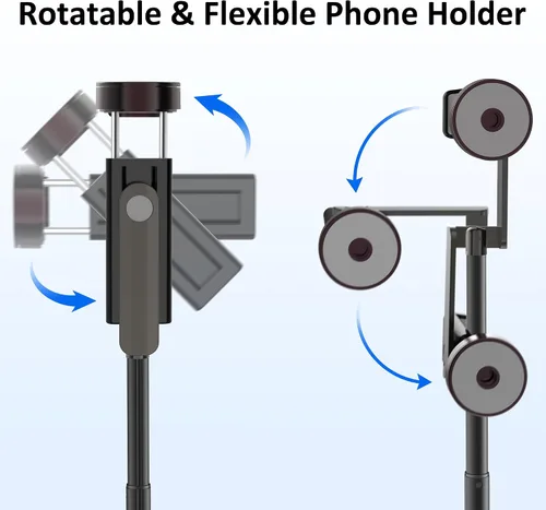 Vista 3 de Selfie Stick - Trípode de aleación de aluminio para selfie stick con soporte de trípode plegable para viajes, rotación de 270 grados, compatible