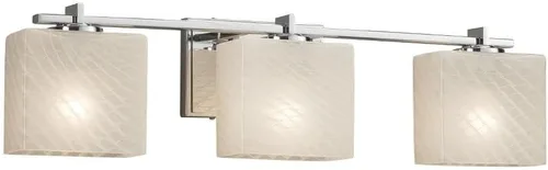 Vista 2 de Fusion - Era - Barra de baño de 3 luces, pantalla rectangular de vidrio artesanal en tejido, acabado de níquel cepillado cepillado níquel