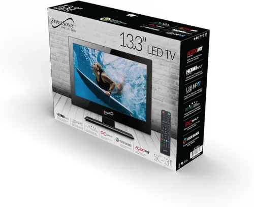 Vista 9 de Supersonic SC-1311 13 pulgadas DLED HDTV con doble sintonizador, entrada HDMI, impresionante resolución de 1080p, relación de aspecto 16:9