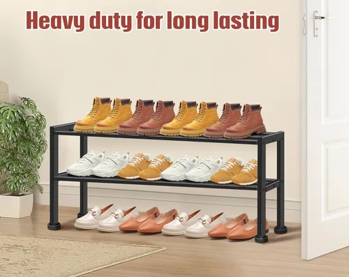 Vista 2 de KEETDY Zapatero resistente para entrada de armario, organizador de zapatos apilable para espacios pequeños, estante de metal para almacenamiento