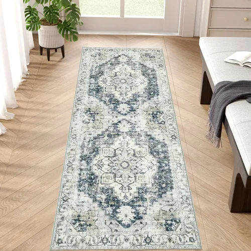 Vista 106 de jinchan Alfombra de Área 2x3 pies Alfombra Vintage de Entrada Lavable Bohemia Tapete Interior para Puerta Medallón Floral Tapete Pequeño para Puerta