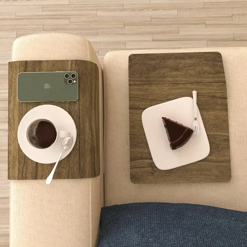 Vista 7 de Ultimate Premium Products Celine - Juego de 2 bandejas de madera para sofá, bandeja para reposabrazos para sofá, plegable, flexible, con 15.8 x 11