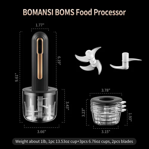 Vista 9 de Mini procesador eléctrico de alimentos, procesador de alimentos portátil USB de 4 tazas, picador de ajo, para cortar en cubitos, picar y hacer puré