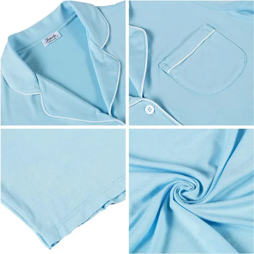 Vista 2 de Cherrydew Camisones para mujer, ropa de dormir súper suave y cómoda, de viscosa de bambú, con botones, camisa de dormir S-XXL