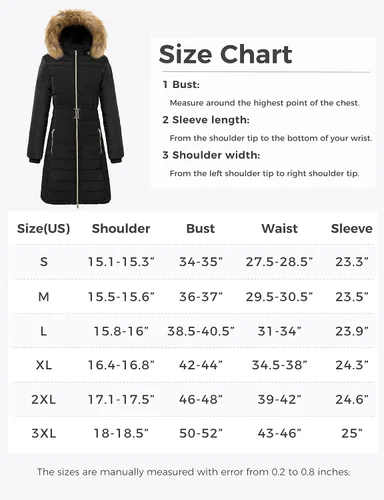 Vista 7 de Wantdo Abrigo largo de invierno con capucha para mujer, cálido e impermeable