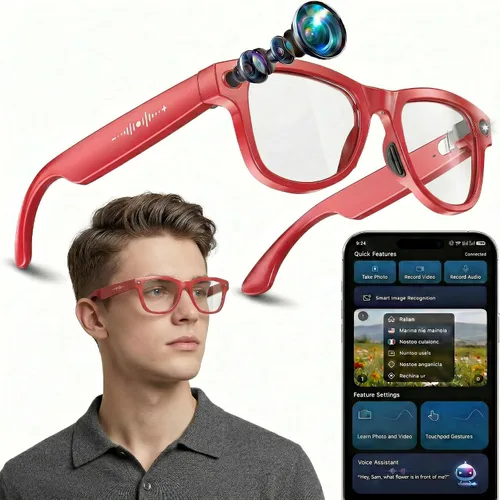 Vista 13 de Nuevas gafas inteligentes AI con cámara, gafas de grabación de video 8MP 4K
