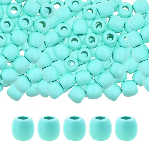 Vista 16 de Mandala Crafts 200 cuentas africanas de madera de barril de agujero grande para macramé Dreadlock Braiding Hair Beads, Painted Drum Wood Loose