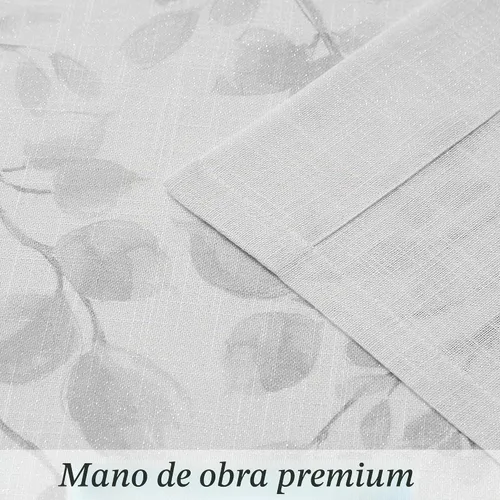 Vista 3 de Central Park Panel de Cortina de Ventana de Lino Transparente Metálico con Estampado Floral de Hojas para Sala de Estar Rústica/Dormitorio Paneles