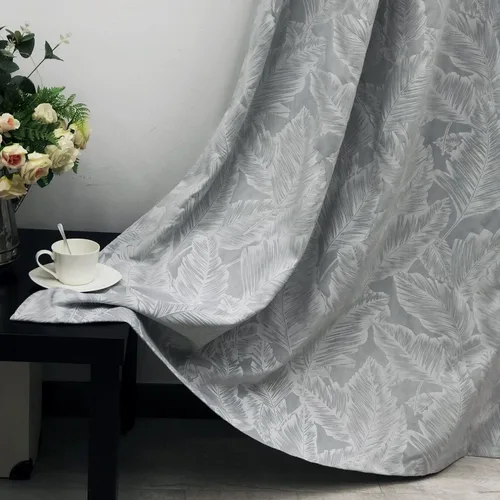 Vista 2 de always4u Cortinas de terciopelo en relieve, hojas de plátano, cortinas de terciopelo floral para sala de estar, dormitorio, 2 paneles plateados, 52