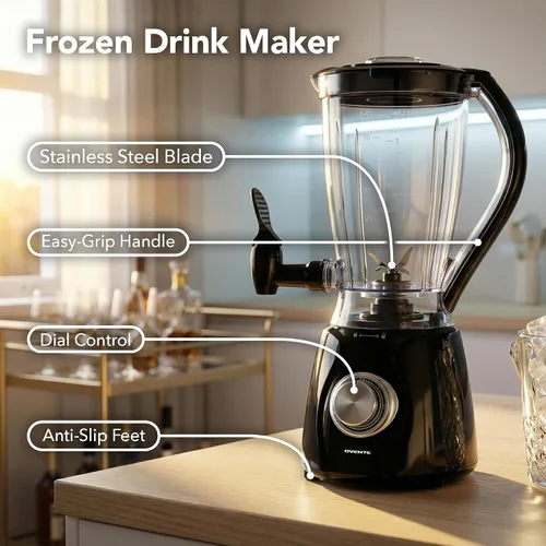 Vista 3 de OVENTE Máquina Margarita y máquina de bebidas congeladas con potencia de 350 W, dispensador de boquilla fácil, hoja de acero inoxidable, licuadora