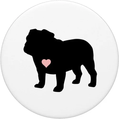 Vista 3 de English Bulldog I Love My Bull Dog Mom Pink Blush Heart Cute - PopSockets Grip and Stand for Phones and Tablets