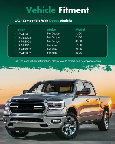 Vista 7 de SCITOO Espejos de remolque compatibles con Ram 2500 3500 1994-2002 con soportes de soporte 1994-2001 para Dodge For Ram 1500 Manual negro lateral