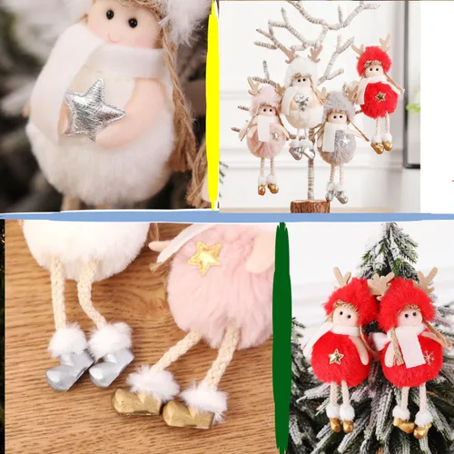 Vista 2 de FZBNSRKO 6 adornos de ángel de peluche de Navidad, encantadores colgantes de muñeca de peluche, adorno de ángel para decoración de Navidad, Año