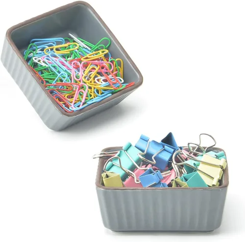 Vista 9 de Organizador de clips de papel de cerámica, dispensador cuadrado para escritorio, soporte de clip de carpeta y soporte para pasador Bobby, regalo