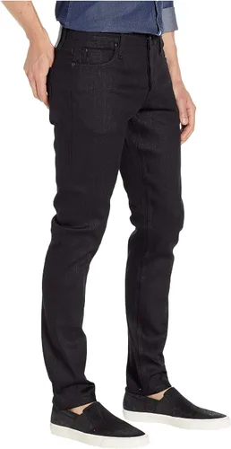 Vista 4 de Sin marca la marca apretado en 11 oz sólido negro elástico Selvedge