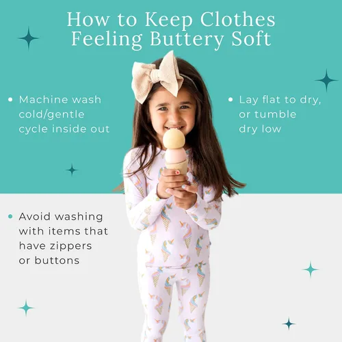 Vista 46 de Posh Peanut Pijamas para niñas, suaves, de viscosa de bambú para niños, pijamas a juego de manga larga para niñas