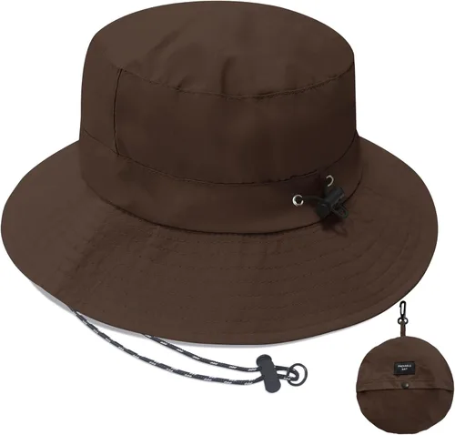 Vista 17 de PFFY Waterproof Bucket Hats for Men Women Packable Sun Hat for Outdoors Caqui Sólido