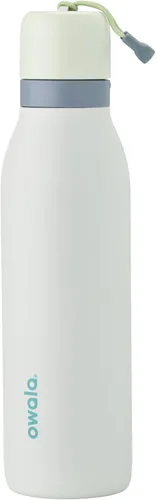 Vista 28 de Botella de agua aislada con tapa Twist de acero inoxidable Owala FreeSip con pajita para deportes y viajes, sin BPA, 24 onzas, Angel Food Cake
