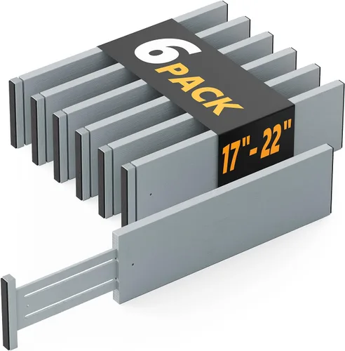 Vista 14 de SpaceAid - Separadores de cajones de bambú para cómoda de 6 piezas, organizadores de cajones ajustables de 4.65" de alto, 12.5"-17" de ancho