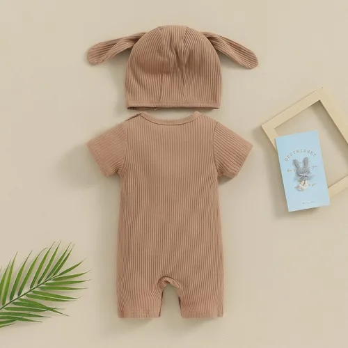 Vista 3 de Ursobutegl Mameluco de Pascua para bebé recién nacido, sudadera con capucha y botón