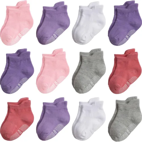 Vista 27 de Calcetines antideslizantes con agarre para tobillos, paquete de 12 unidades para niños pequeños, niños y niñas, lindos calcetines de algodón