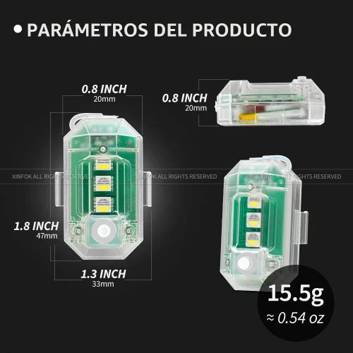 Vista 2 de 8 luces estroboscópicas LED inalámbricas con control remoto, luces estroboscópicas LED RGB para aeronaves de alto brillo, 8 colores, impermeable