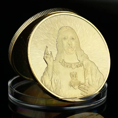 Vista 5 de Moneda Cristo Moneda Jesús de Nazaret Monedas Predicador Dios Hijo Recuerdo Mesías Novedad Chapado en Oro