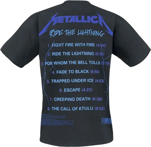 Vista 4 de Metallica Camiseta ajustada Ride The Lightning Tracks (impresión trasera) para hombre
