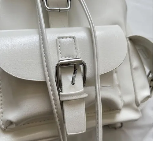 Vista 5 de Linda mochila estética bolsa de hombro - Mochila Kawaii Mini Mochila Daypack Coquette Harajuku Cutecore Bookbag Monedero, Beige, Mediana, Linda