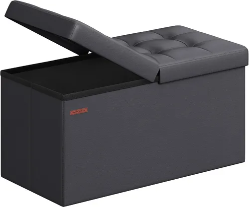 Vista 14 de Songmics Funda de piel sintética plegable – Banco de almacenamiento otomano reposapiés