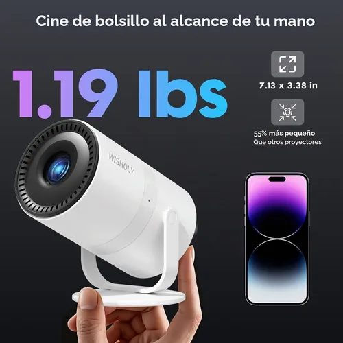 Vista 7 de Mini proyector con Android 12 y aplicaciones integradas, WiFi y Bluetooth color1