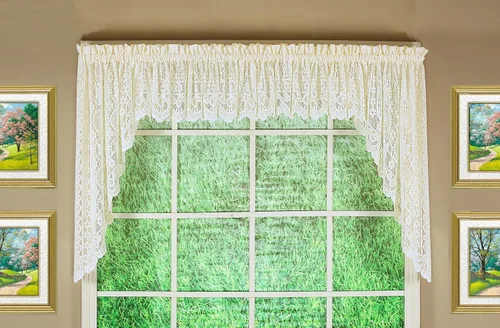 Vista 8 de Today's Curtain Hopewell Cenefa de encaje prémium de 12 pulgadas, crema, 58 pulgadas de ancho x 12 pulgadas de largo