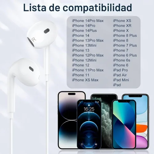 Vista 5 de Paquete de 2 auriculares con cable para iPhone 14/13/12/11/XR/XS/X/SE/Pro Max with Reduction Built-in Microphone & Volume Control Earphones