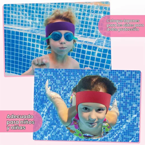 Vista 5 de Zhanmai 3 diademas de natación, 3 pares de tapones de silicona para los Bright